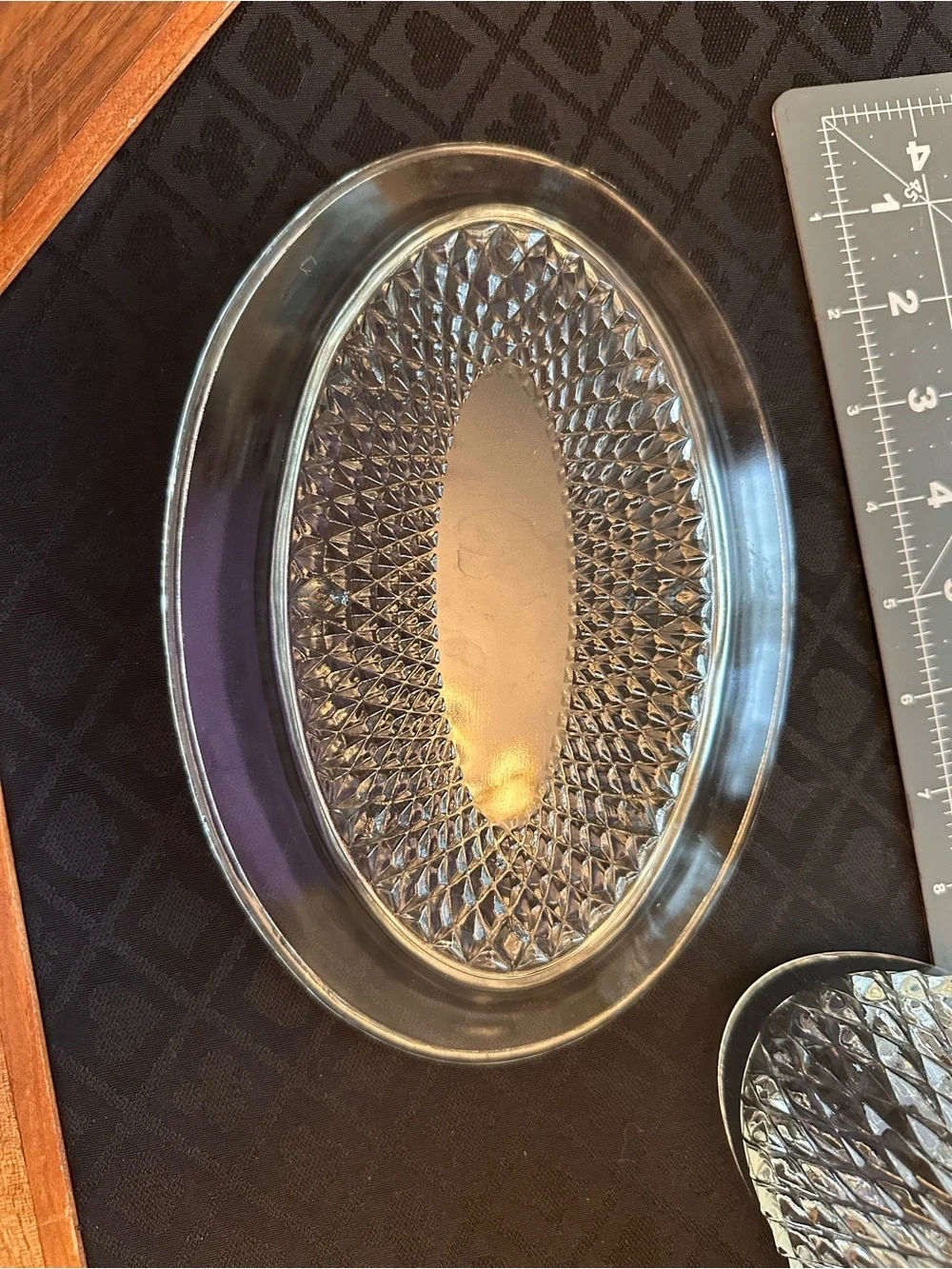 Vintage Indiana Glass Diamond Point Clear Covered Butter Dish Dome Lid